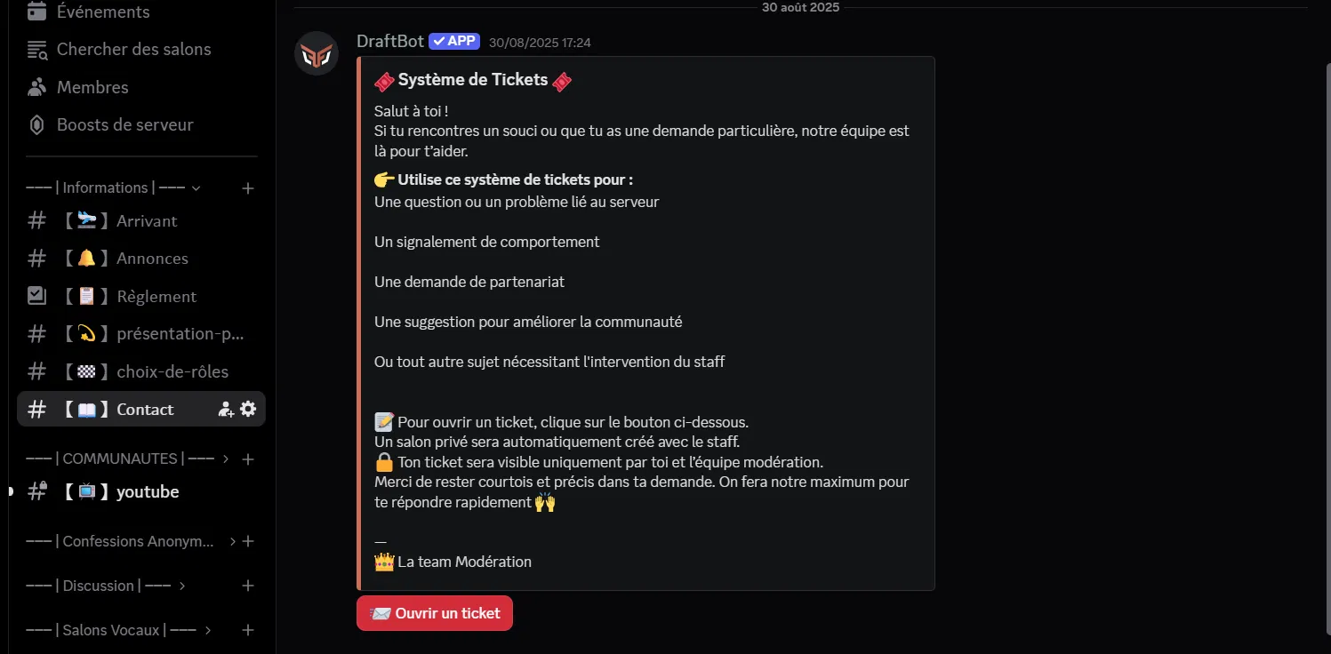 Système de tickets RP Alliance