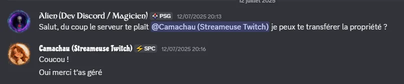 Message de remerciement Camachau
