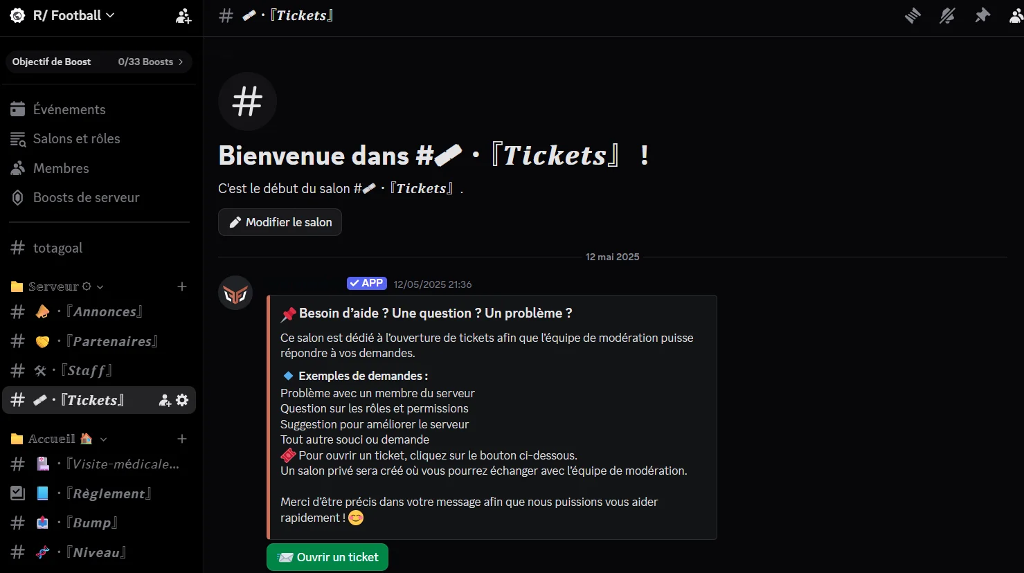 Système de tickets R/Football
