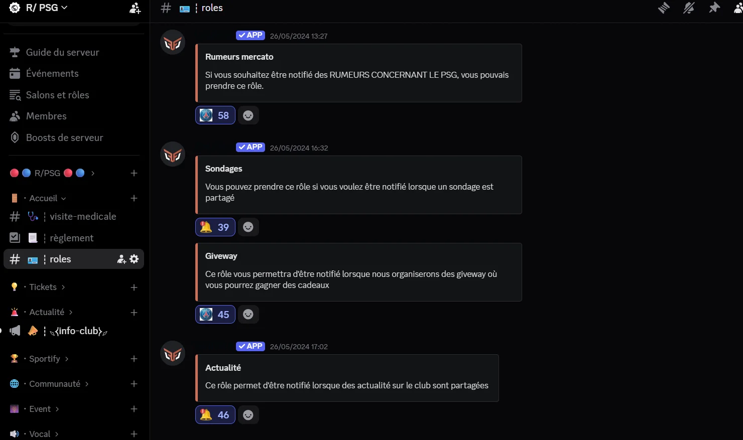 Rôles R/PSG